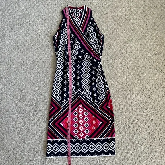 Joseph Ribkoff Abstract Print Sleeveless Sheath Dress Navy/Pink/White Size 4 - Picture 12 of 13